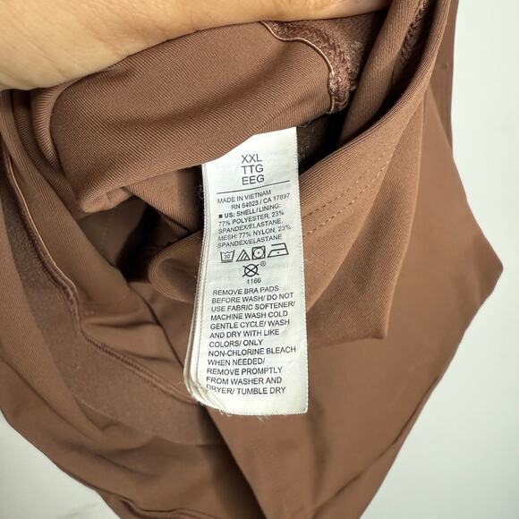 Old Navy Womens Tank Top XXL Brown Powersoft Cropped Built In Bra Light Support - Picture 5 of 7